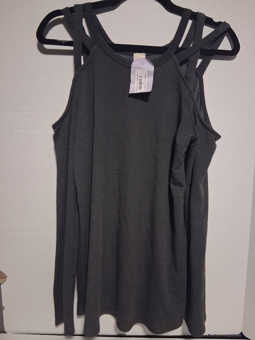 Women’s Vintage Open Shoulder Dark Gray Strappy Long Sleeve  - Unbranded
